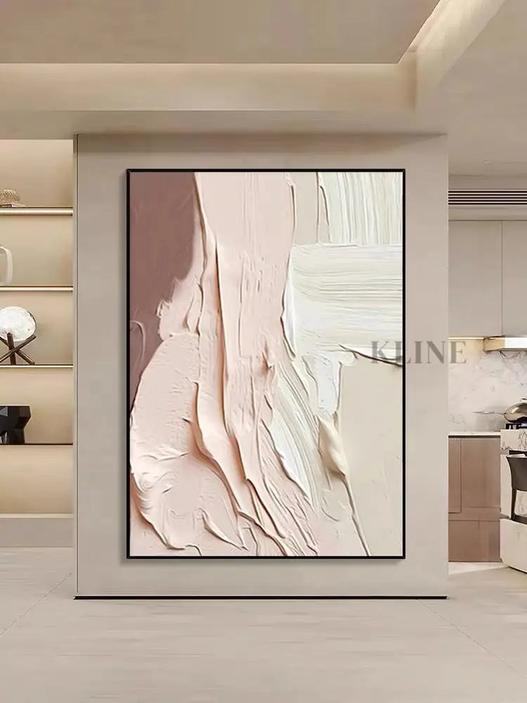 Pink Marshmellow Textured Painting - Hand Painting Canvas Wall Art