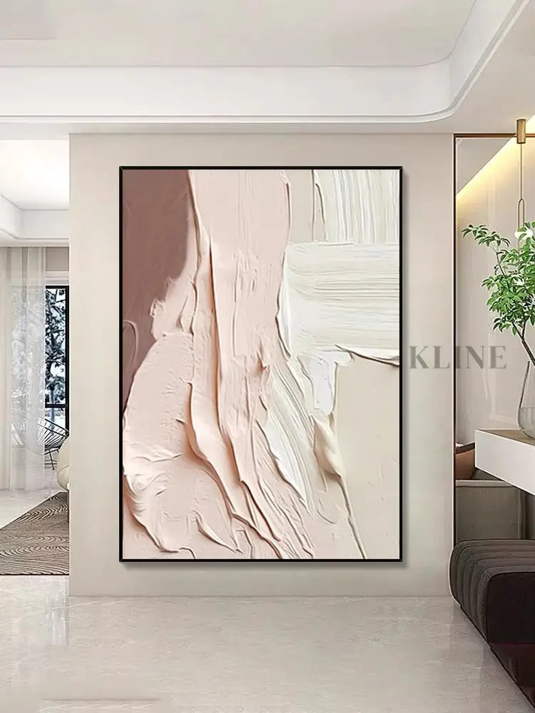 Pink Marshmellow Textured Painting - Hand Painting لوحات فنية ولوحات جدارية عمودية