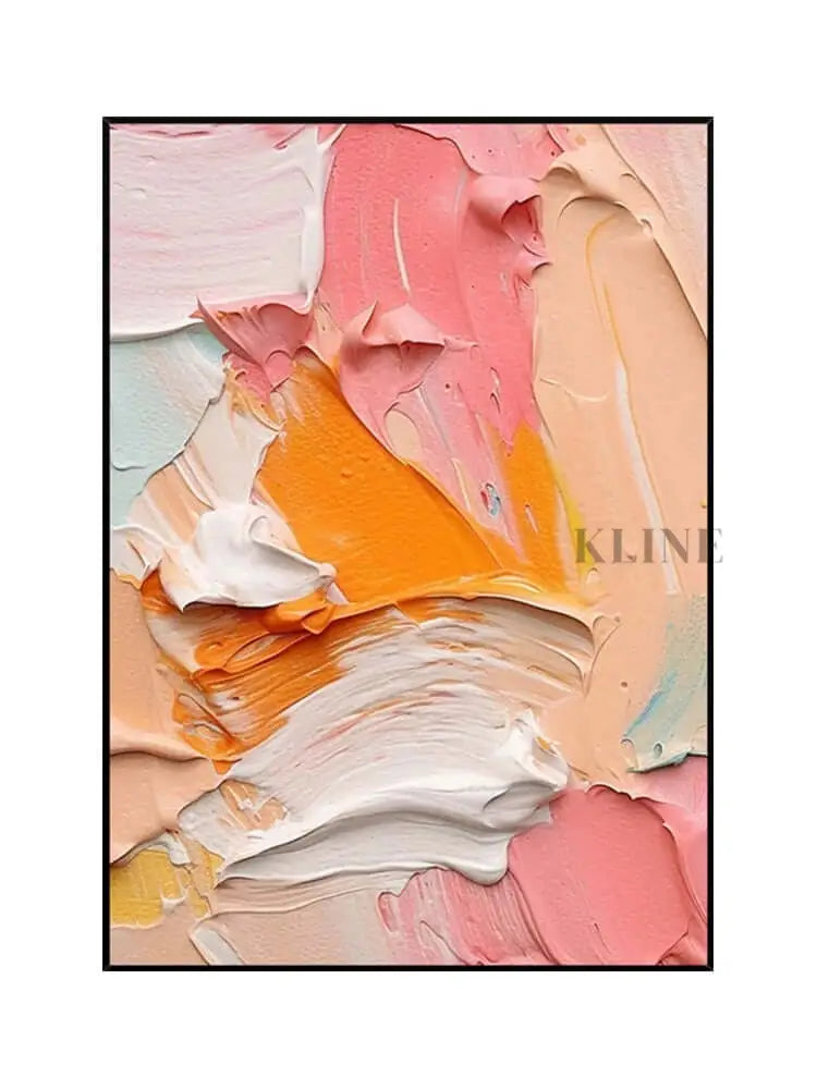Pink Orange White Textured Wall Art - Hand Painting Large Wall Art