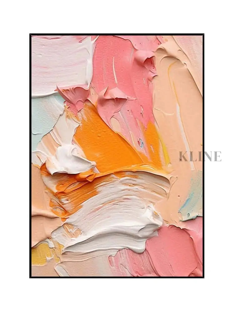 Pink Orange White Textured Wall Art - Hand Painting