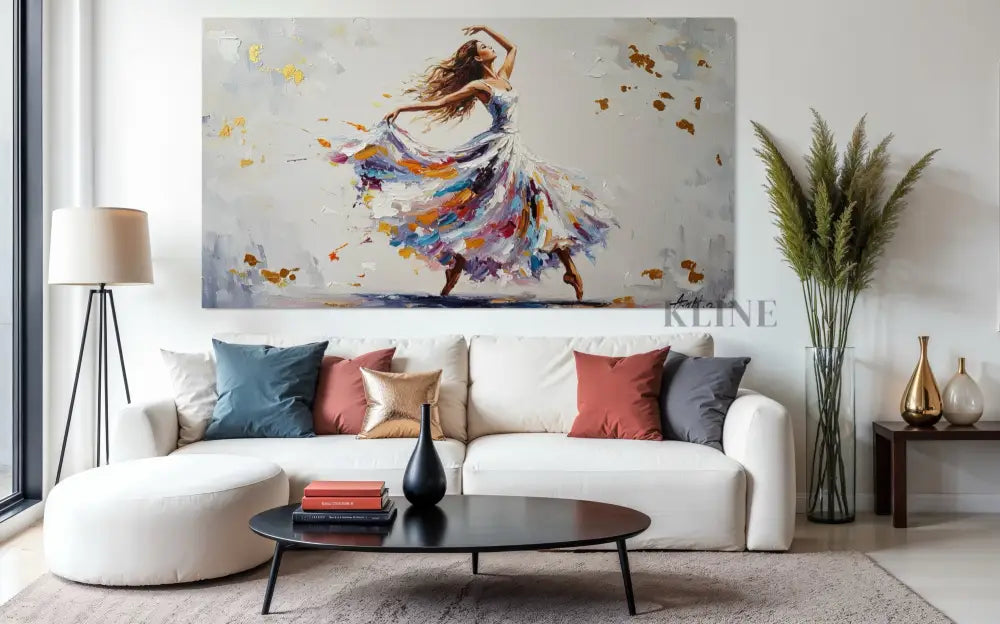 Pirouettes of Light - Hand Painting Lounge-Wandkunst