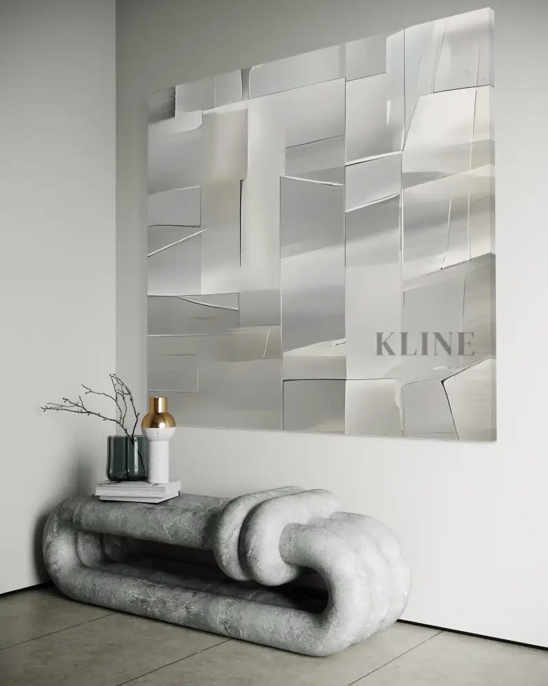 Hand-painted wall art by Kline Collective® featuring polished lines, enhancing modern interiors with style. Large Wall Art