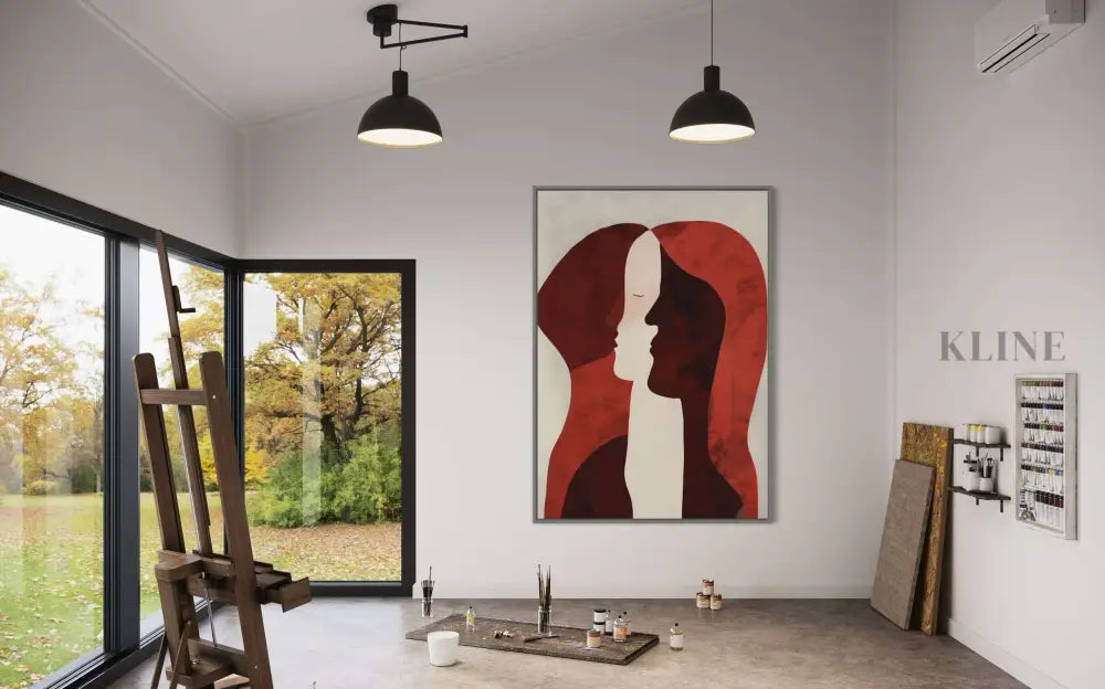 Politeness - Hand Painting Arte della parete rossa