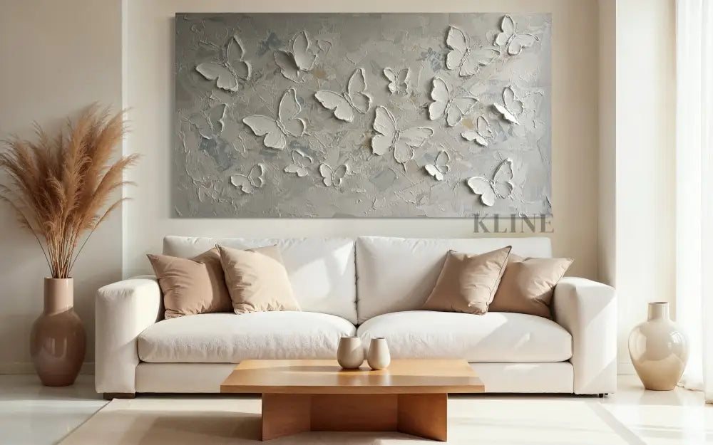 Porcelain Butterflies - Hand Painting Large Wall Art