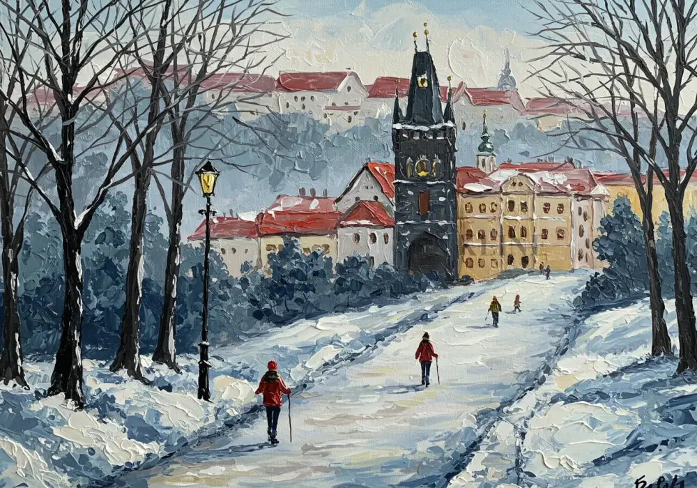 Prague Winter - Hand Painting غرفة الطعام جدار الفن