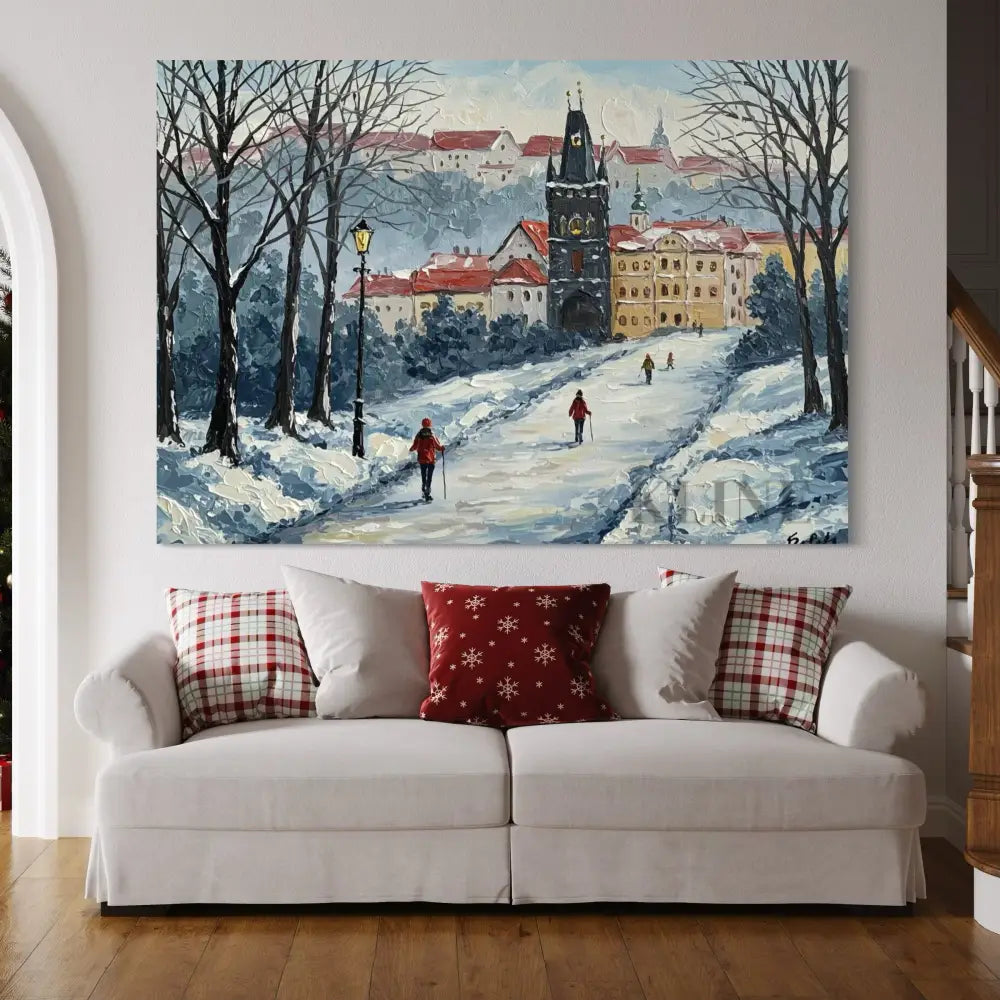 Prague Winter - Hand Painting غرفة الطعام جدار الفن