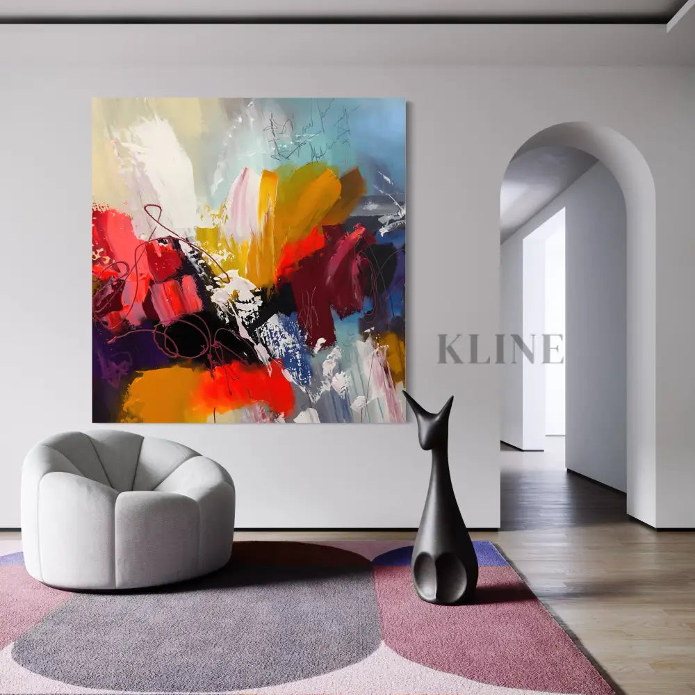 Prismatic Madness wall art by Kline Collective® enhances modern interiors with vibrant colors and abstract design. Art mural de salon
