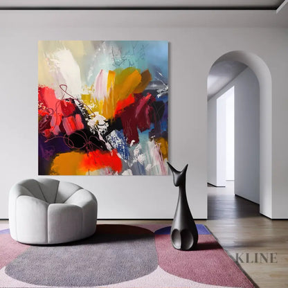 Prismatic Madness wall art by Kline Collective® enhances modern interiors with vibrant colors and abstract design.