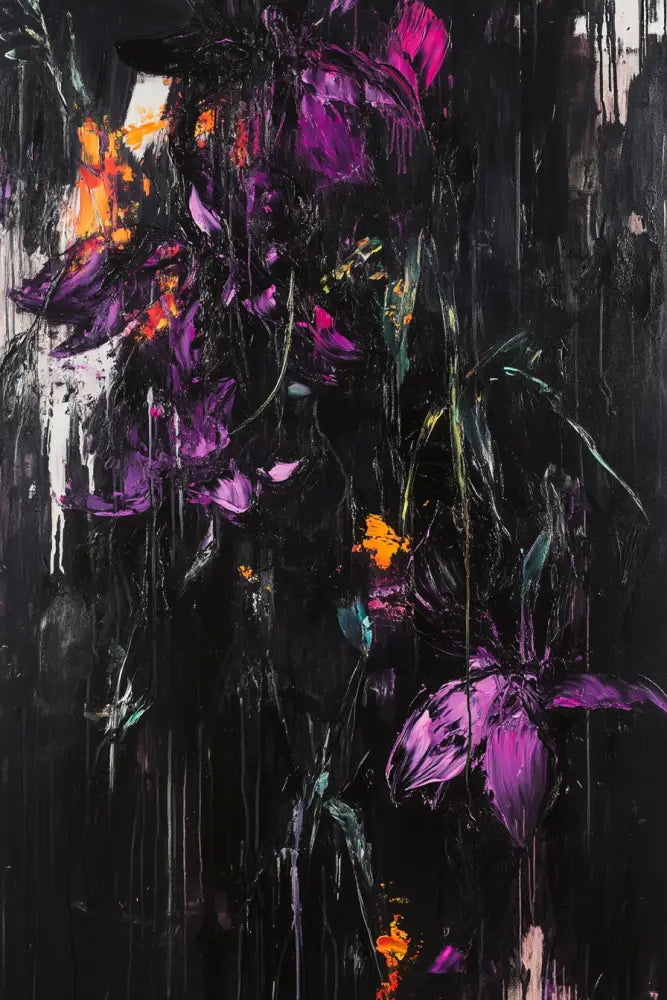 Purple Abstract Triptych - Hand Painting