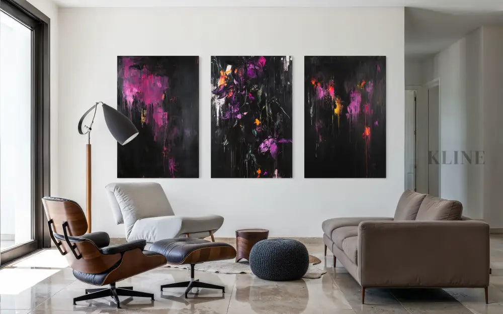 Purple Abstract Triptych - Hand Painting 新着商品