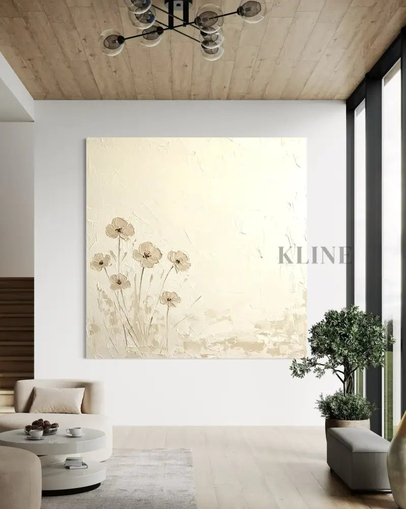 Quietude in Bloom - Hand Painting Lounge Wall Art