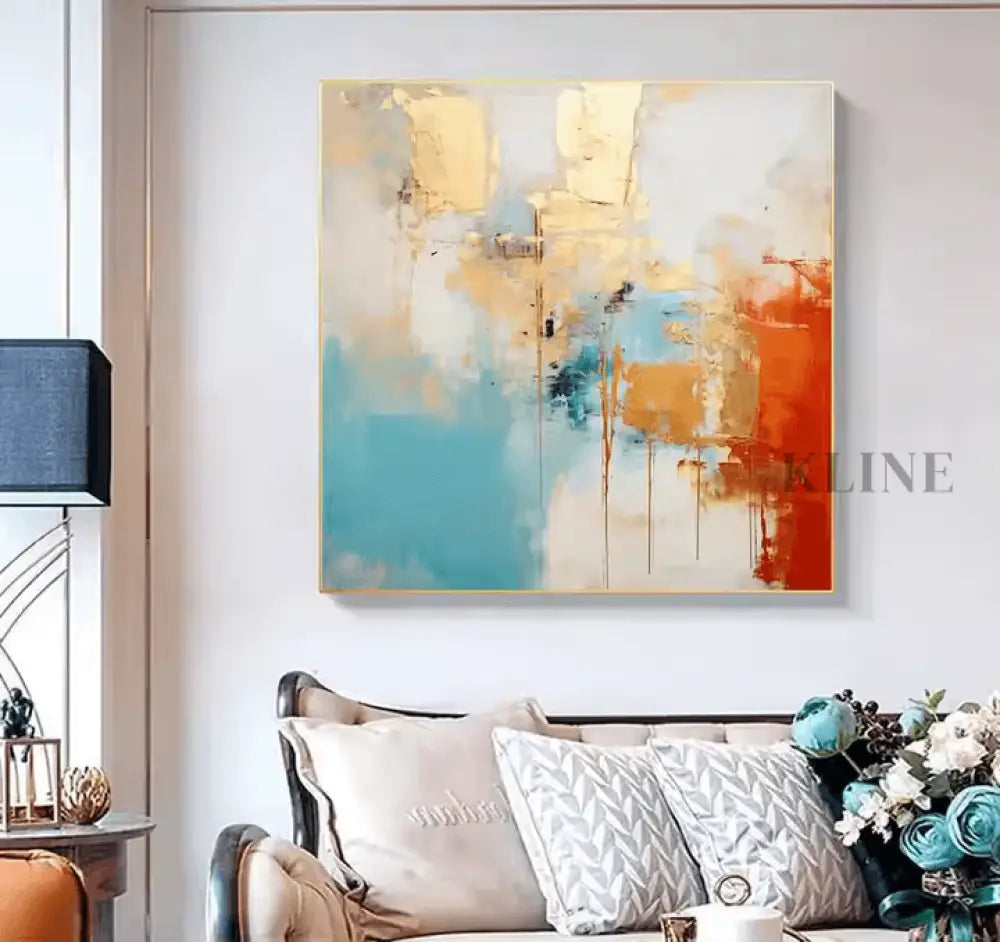 Radiance of Scarlet and Gold - Hand Painting