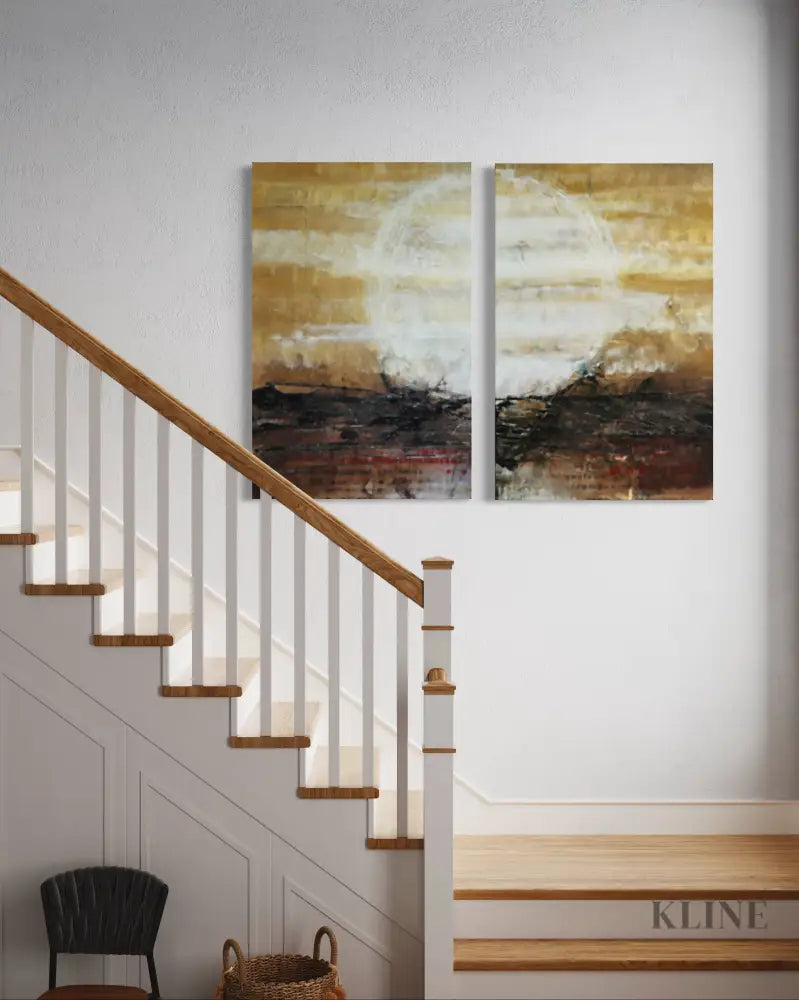 Radiant Solstice 2 Panel Art - Hand Painting Set di quadri su tela