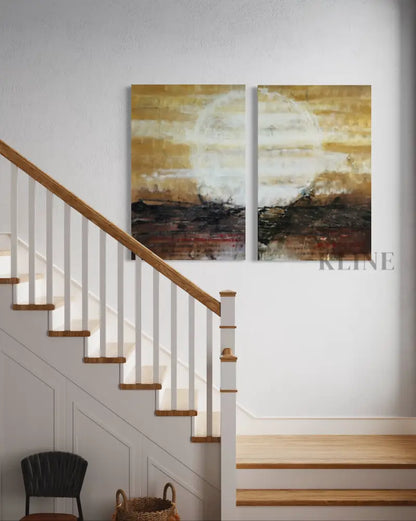 Radiant Solstice 2 Panel Art - Hand Painting