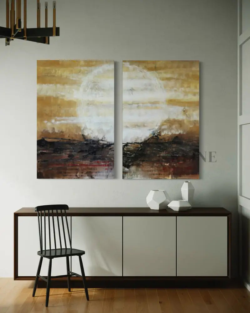 Radiant Solstice 2 Panel Art - Hand Painting