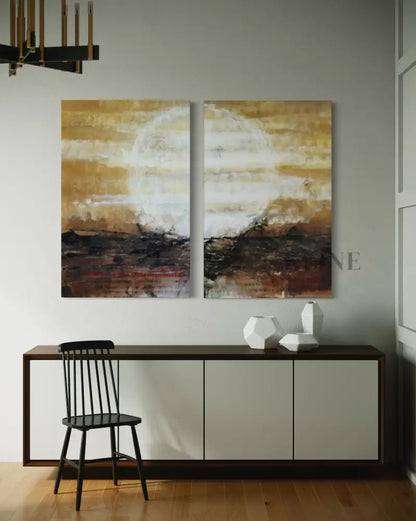 Radiant Solstice 2 Panel Art - Hand Painting