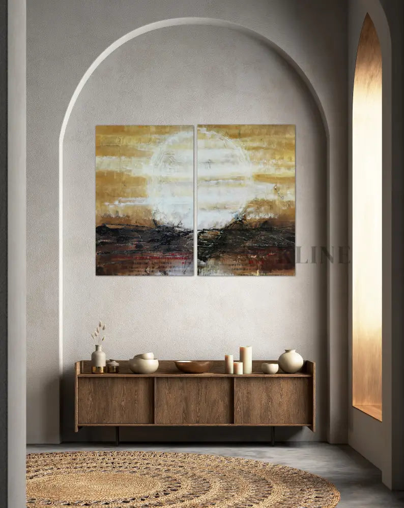 Radiant Solstice 2 Panel Art - Hand Painting Black Friday Sale