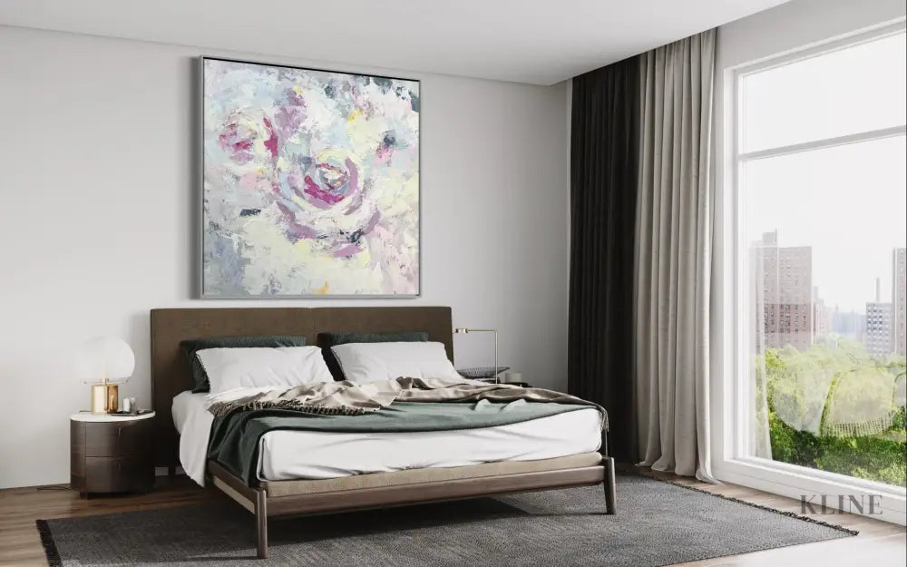 Radiate - Hand Painting Rosa Wandkunst