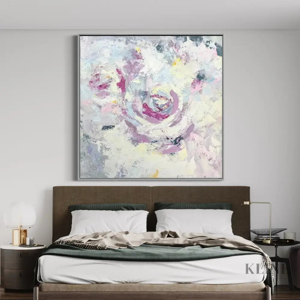 Radiate - Hand Painting Rosa Wandkunst