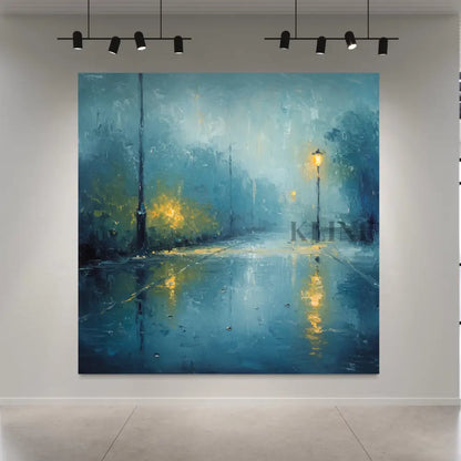 Rainy Street Serenade - Hand Painting