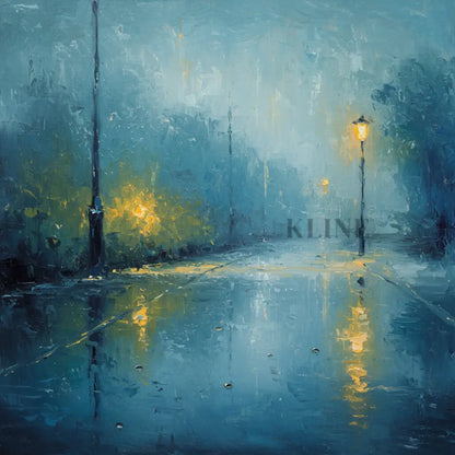 Rainy Street Serenade - Hand Painting