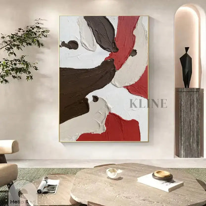 Red and Brown Textured Painting - Hand Painting