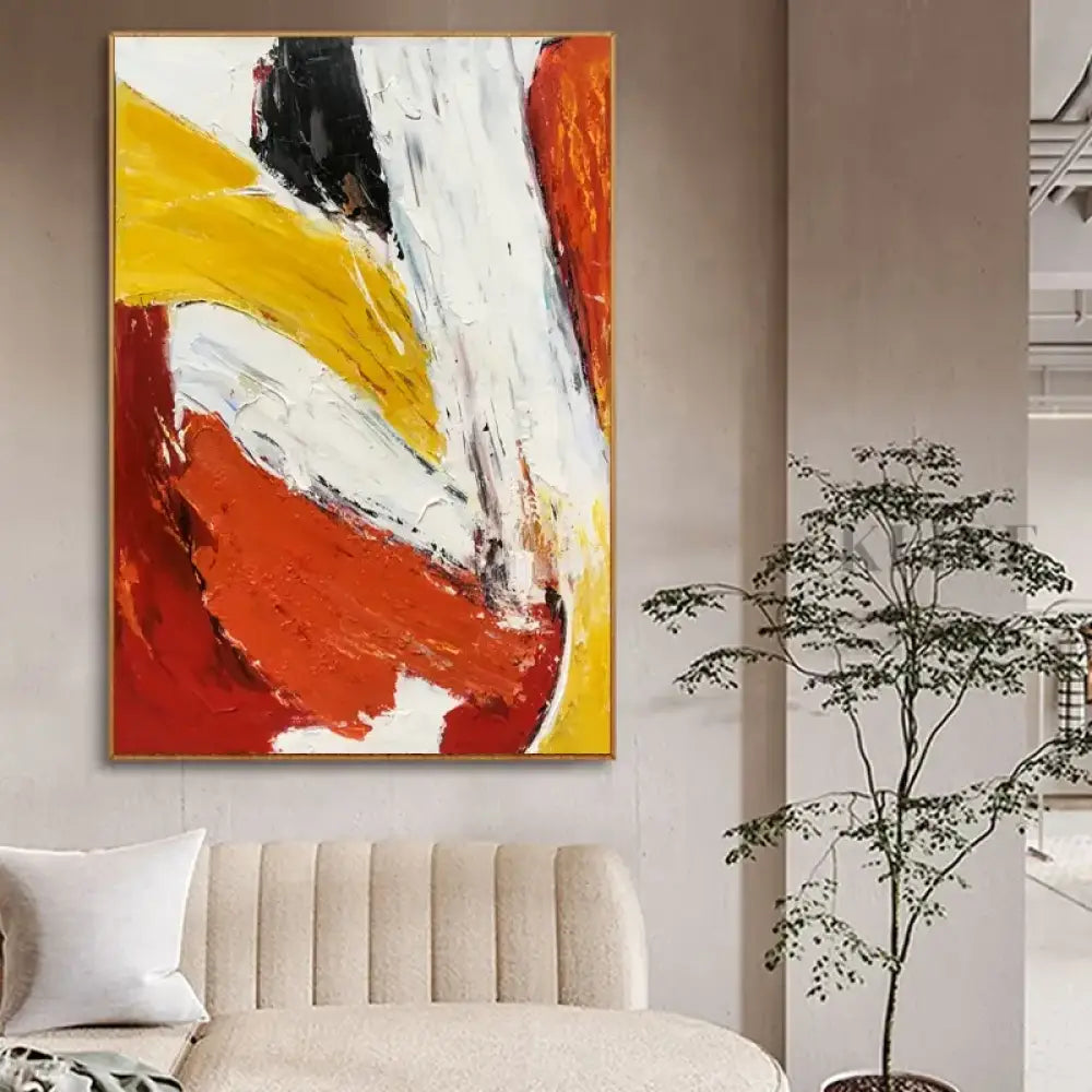 Red and Yellow Textured - Hand Painting