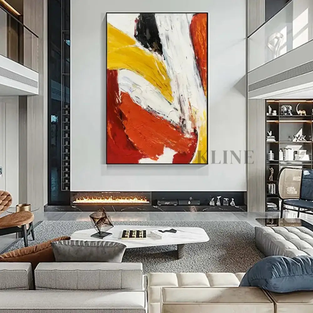 Red and Yellow Textured - Hand Painting 3D Textured Wall Art