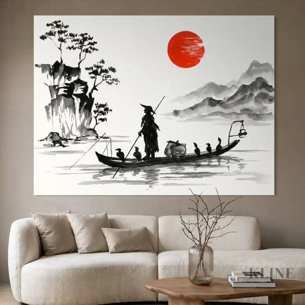 Red Sun Journey - Hand Painting
