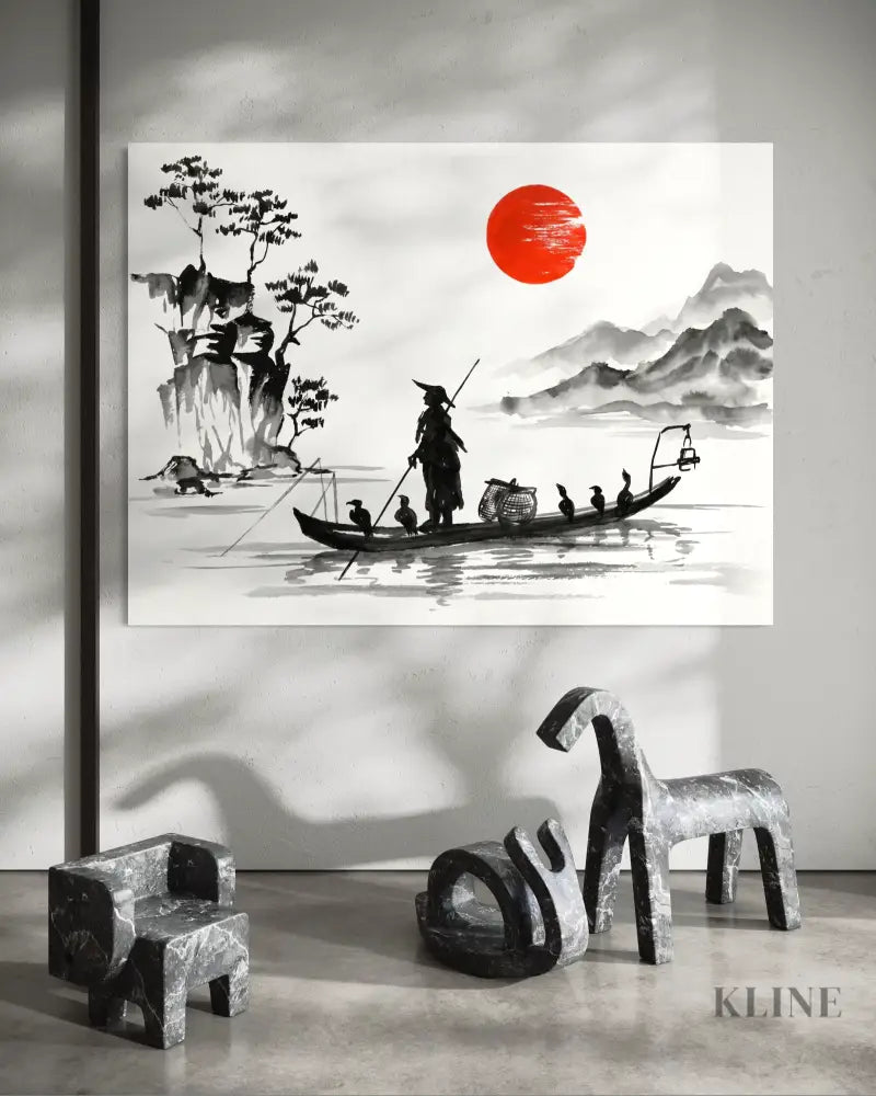 Red Sun Journey - Hand Painting