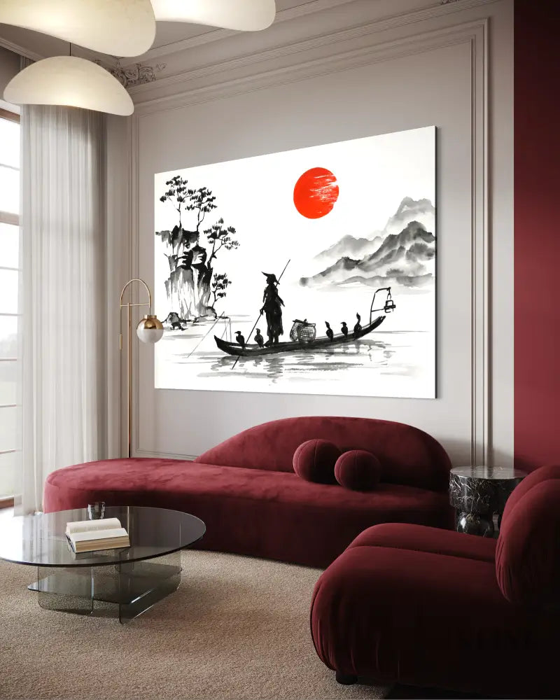 Red Sun Journey - Hand Painting 