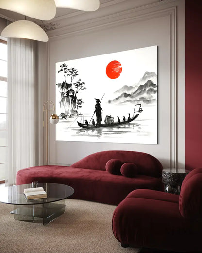 Red Sun Journey - Hand Painting