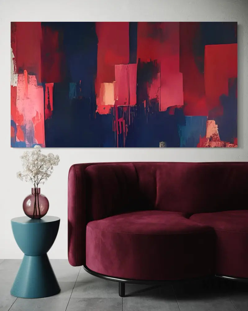 Red Tide Blue Abyss - Hand Painting