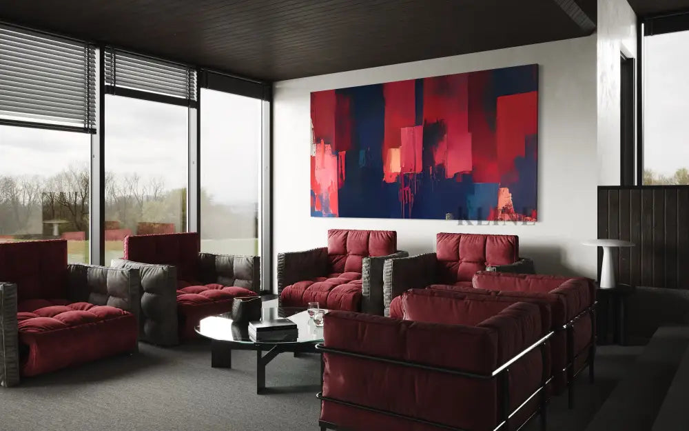 Red Tide Blue Abyss - Hand Painting Grande arte da parete