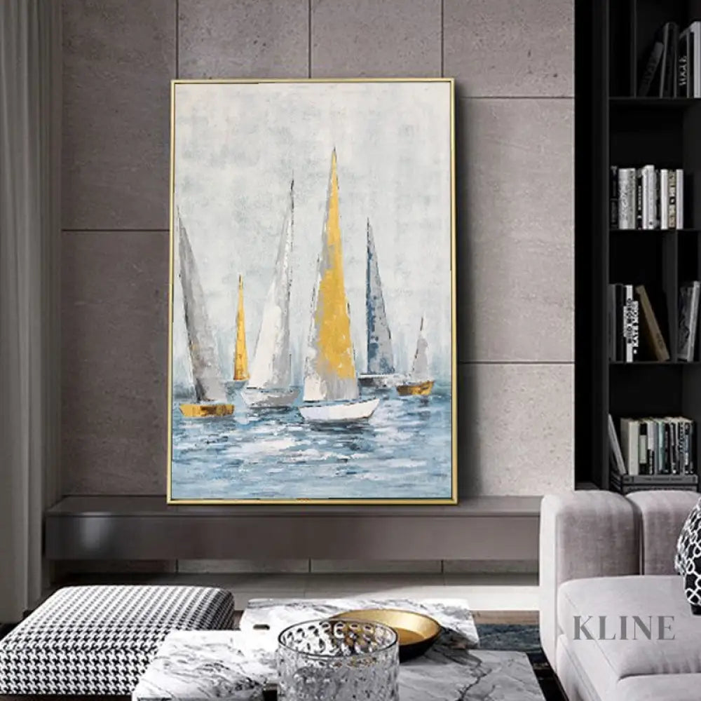 Regatta Seascape Oil Painting - Kline Collective 