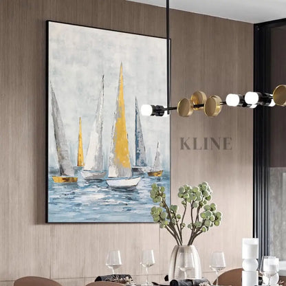Regatta Seascape Oil Painting - Kline Collective