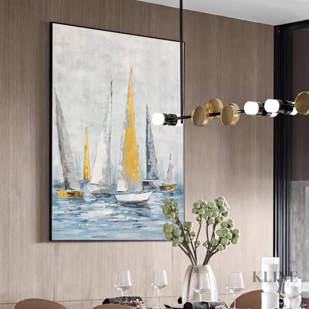 Regatta Seascape Oil Painting - Kline Collective 