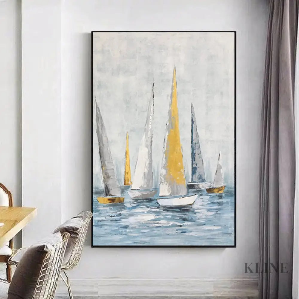 Regatta Seascape Oil Painting - Kline Collective 