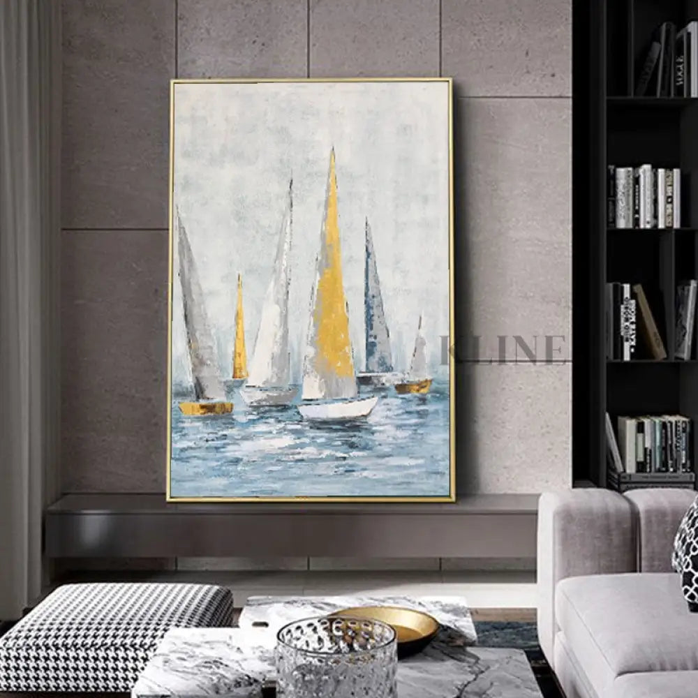 Regatta Seascape Oil Painting - Kline Collective Art mural de salon