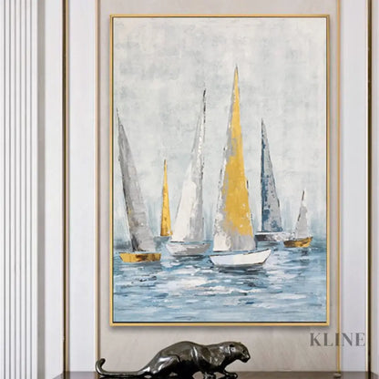 Regatta Seascape Oil Painting - Kline Collective