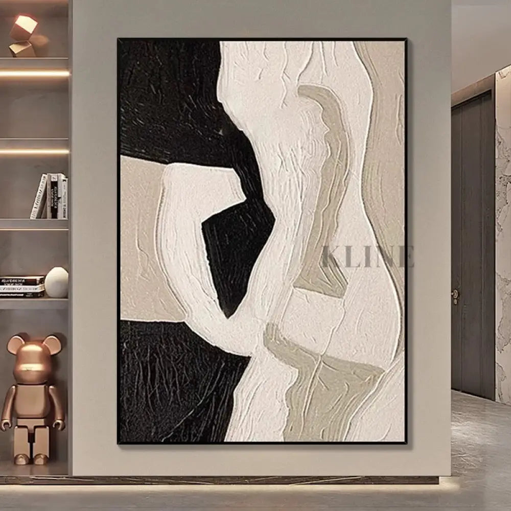 Rich Layers Textured Wall Art in Beige Black and Brown - Hand Painting Wandkunst für das Esszimmer