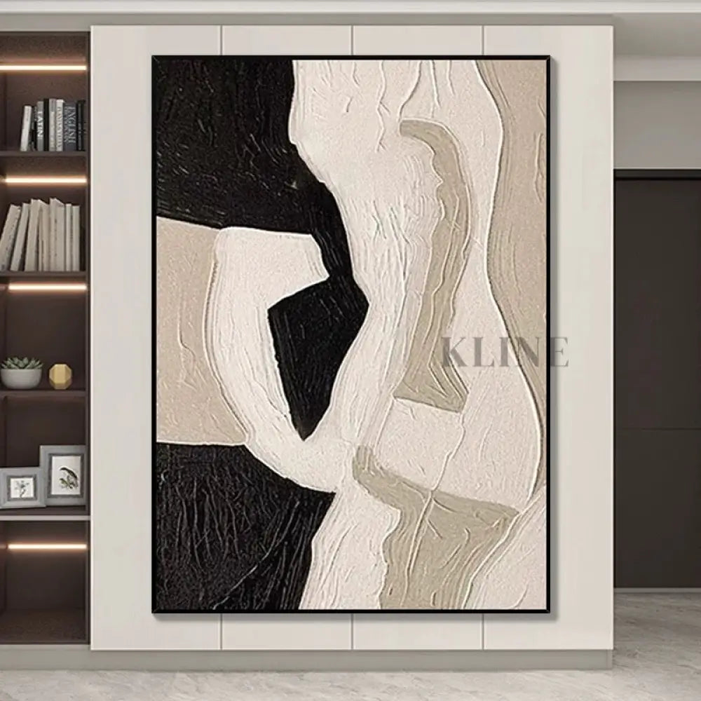 Rich Layers Textured Wall Art in Beige Black and Brown - Hand Painting Wandkunst für das Esszimmer