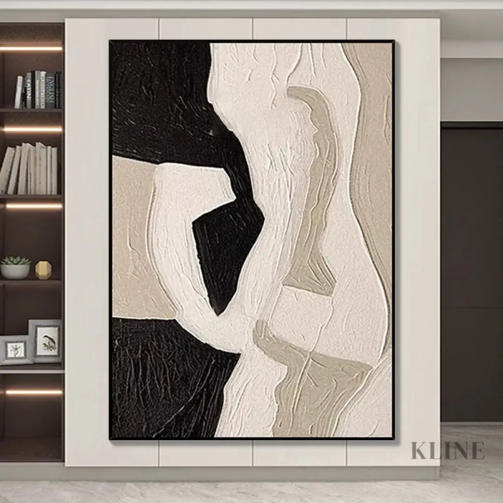 Rich Layers Textured Wall Art in Beige Black and Brown - Hand Painting 