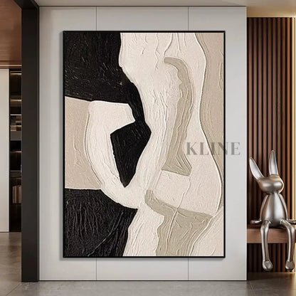 Rich Layers Textured Wall Art in Beige Black and Brown - Hand Painting