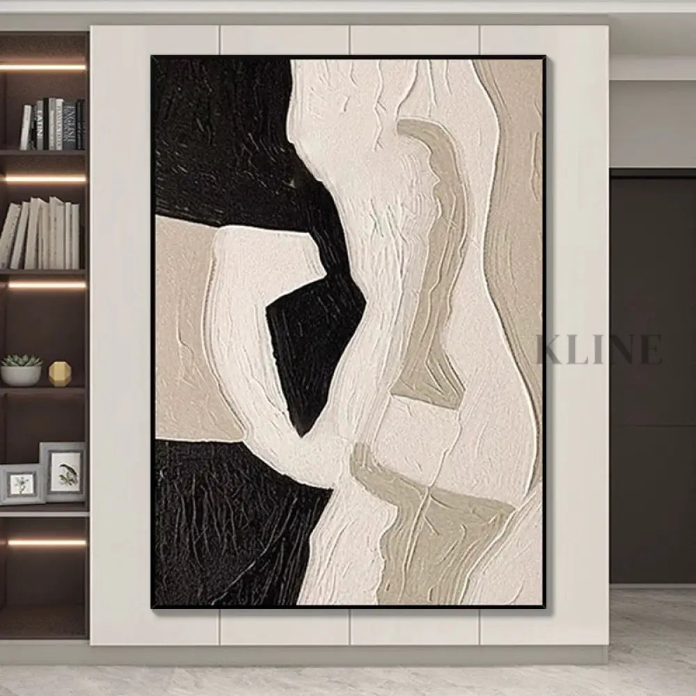 Rich Layers Textured Wall Art in Beige Black and Brown - Hand Painting 