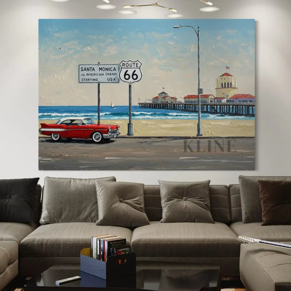 Route 66 Reverie - Hand Painting Leinwand-Wandkunst