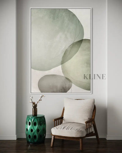 Sage Green Circles - Hand Painting