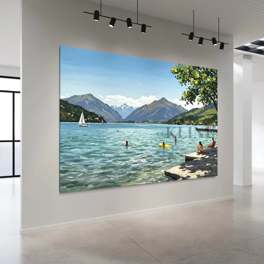 Sailboats and Swimmers - Hand Painting