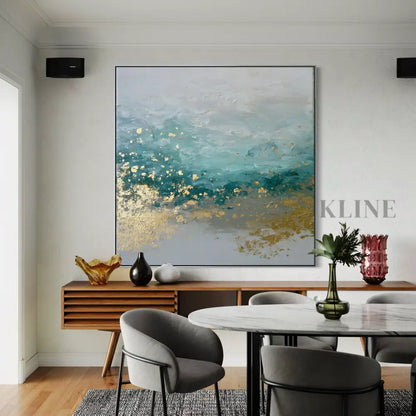 Seafoam and Gold Tide - Hand Painting