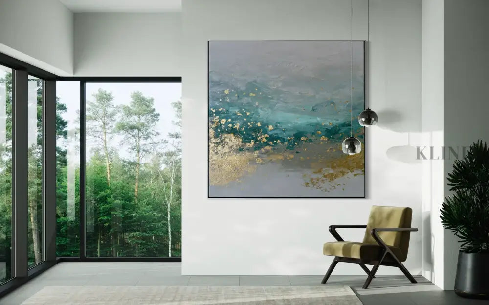 Seafoam and Gold Tide - Hand Painting